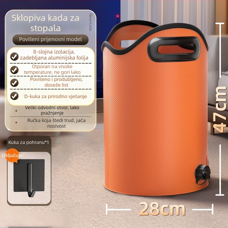 Prijenosni kućni bazen za kupanje stopala, izoliran, dovoljno dubok da pokrije listove, uređaj za namakanje stopala