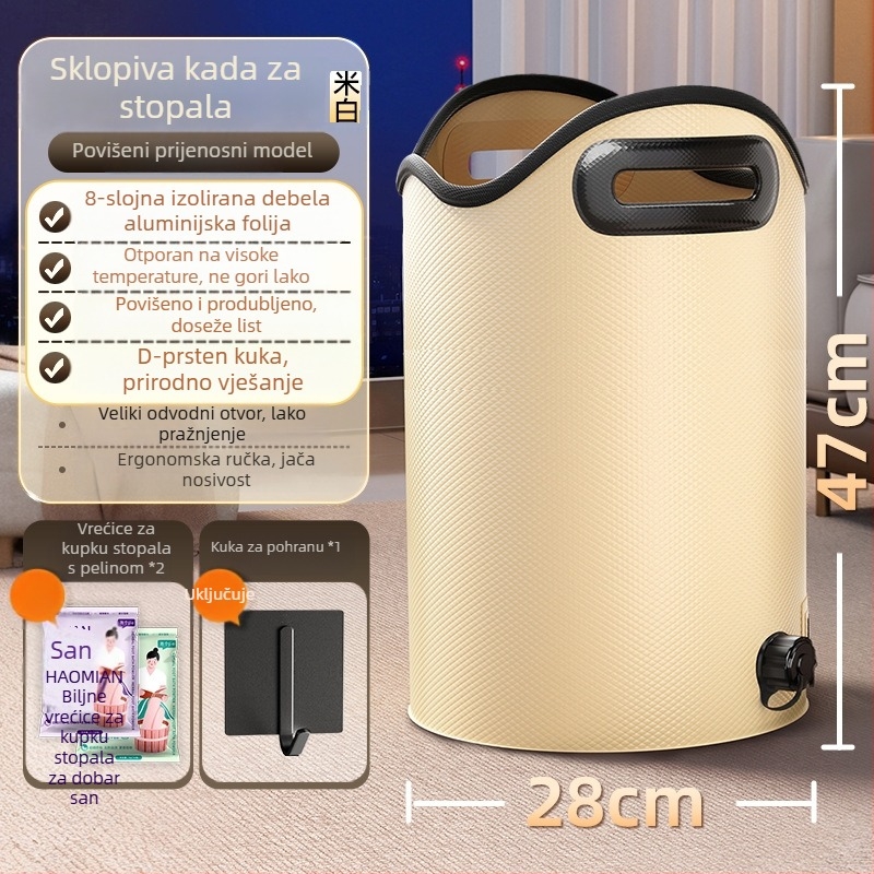 Prijenosni kućni bazen za kupanje stopala, izoliran, dovoljno dubok da pokrije listove, uređaj za namakanje stopala