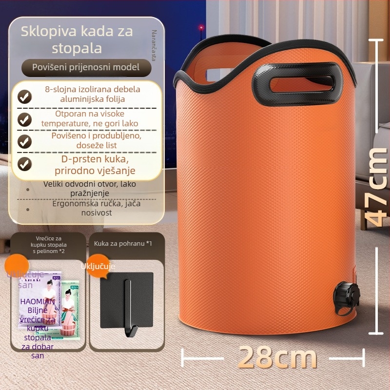 Prijenosni kućni bazen za kupanje stopala, izoliran, dovoljno dubok da pokrije listove, uređaj za namakanje stopala