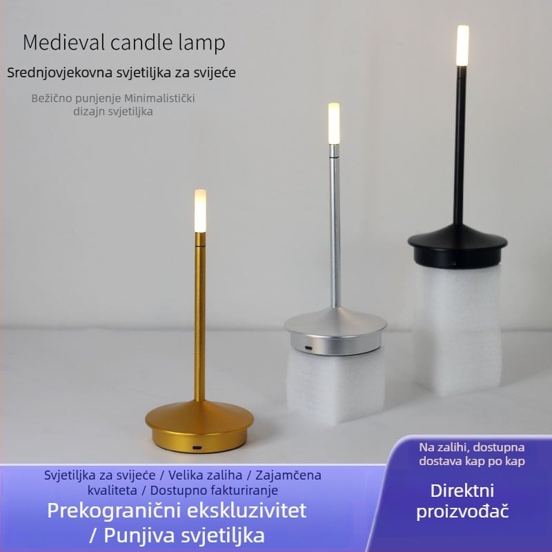 Danska antikna aluminijska svjetiljka za svijeće, punjiva stolna lampa za vanjsku upotrebu