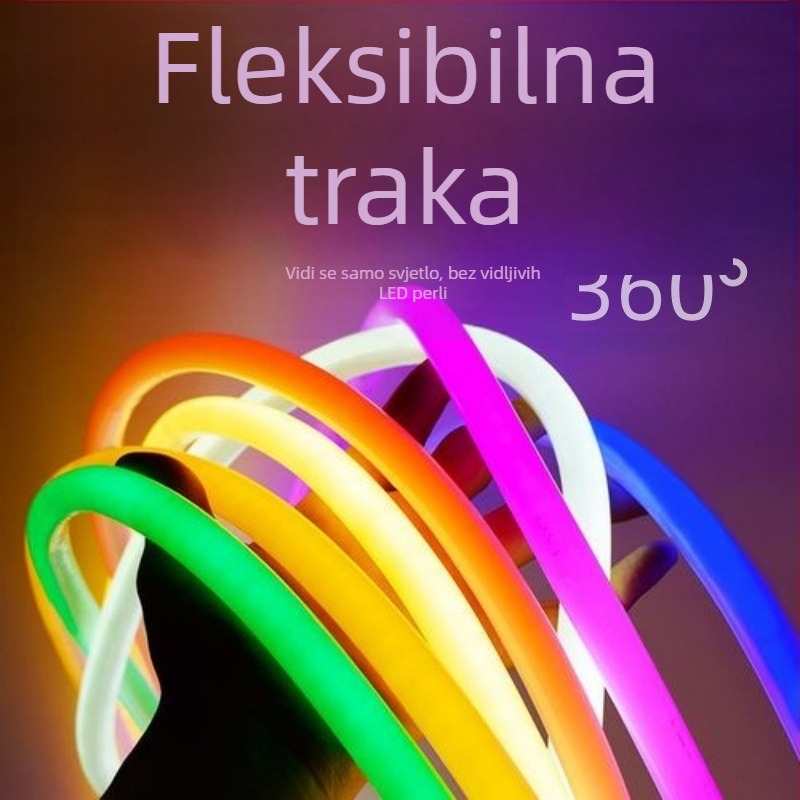 360° kružna LED neonska fleksibilna traka, vodootporna jednobojna, silikon, za vanjsku upotrebu