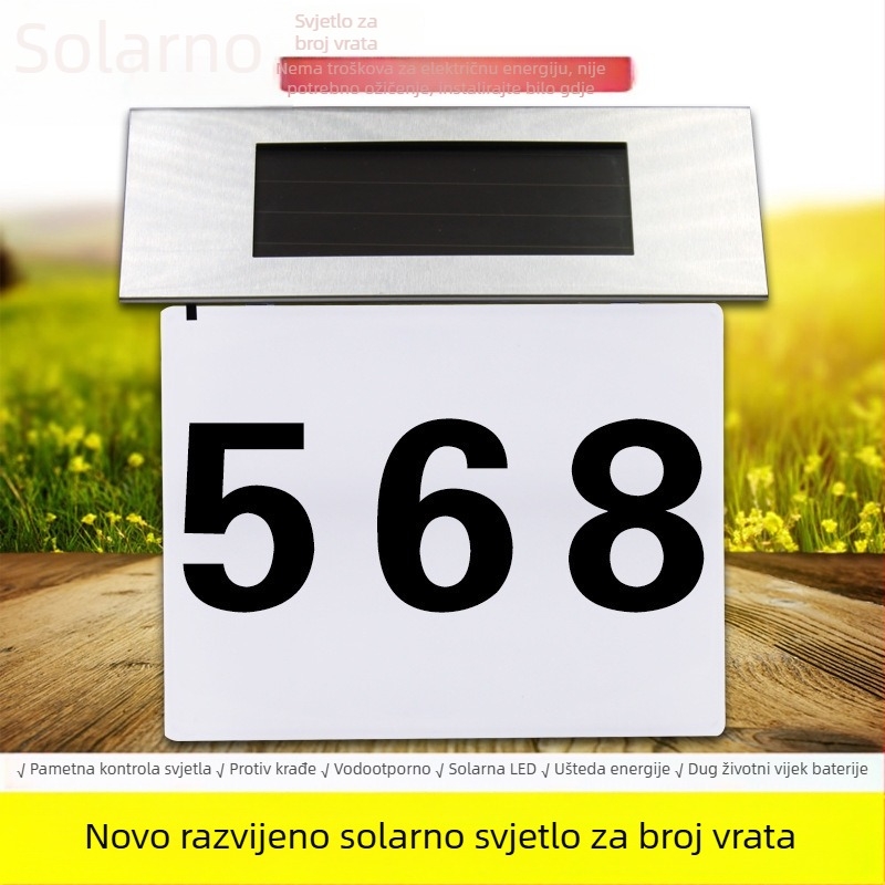 Solarna nehrđajuća čelična zidna lampa za adresnu pločicu, trokutasti oblik, 4 LED, vanjska rasvjeta za vrt i krajolik, vodootporna