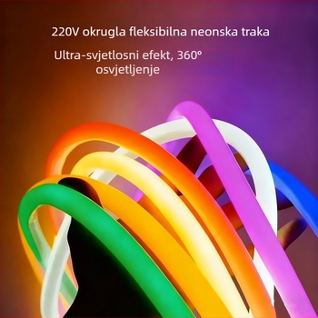 360° kružni visokonaponski LED neonski trak, vodootporan za vanjsku upotrebu, 220V, fleksibilno unutarnje dekorativno osvjetljenje
