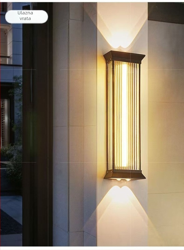 Nerđajući čelična zidna svjetiljka s dvostrukim osvjetljenjem prema gore i dolje, moderni minimalistički vanjski LED zidni svjetiljak, IP65, 20W, 220V, model QL-6007, dimenzije 40–80 cm