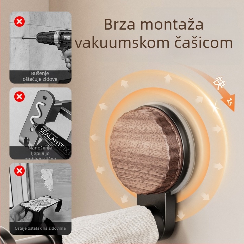Zidna vješalica za odjeću sa usisnim čašicama, balkon skladište, vintage stil, višenamjenski teleskopski štap