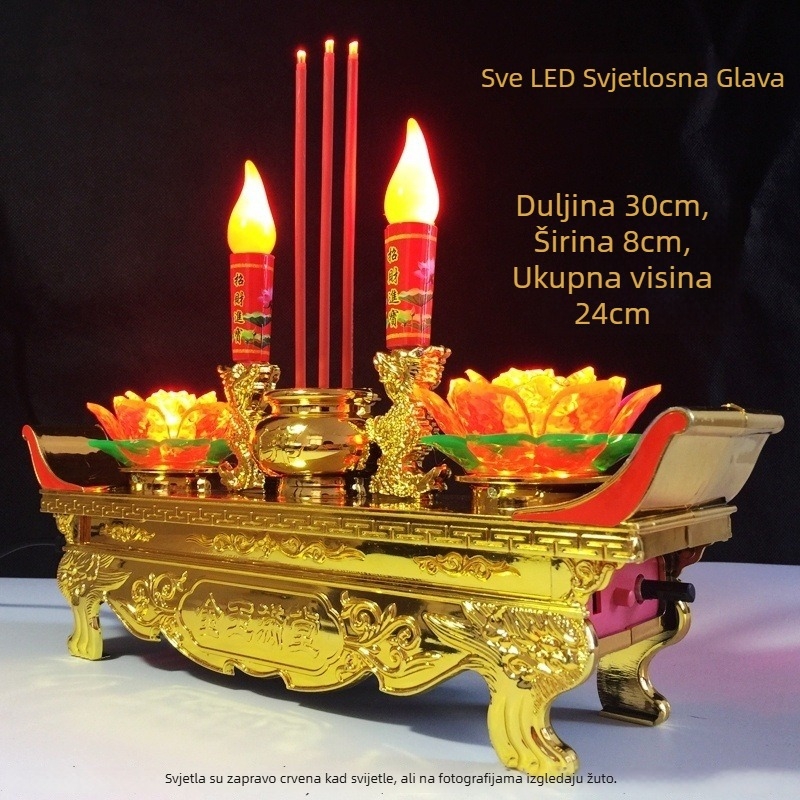 LED lotosova lampa Bodhisattva – Buddha svjetiljka za dom, električni držač svijeća i plamenik za tamjan, dugotrajna