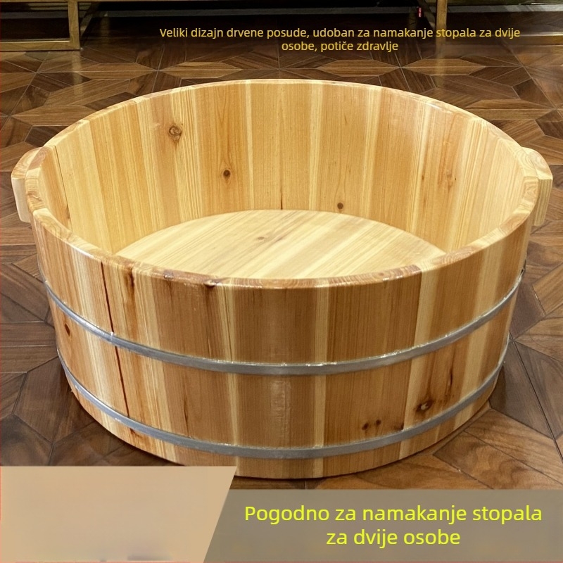 Velika drvena kada za dvije osobe za kupanje stopala i sjedenje, drvena posuda za pranje rublja i lica, dječja kada.