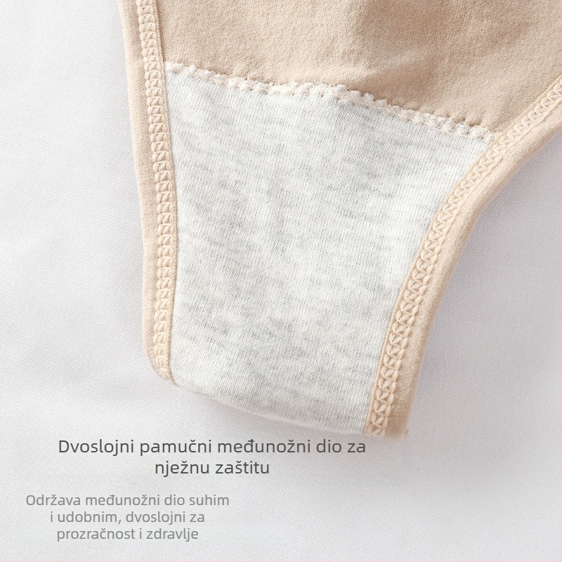 Bešavne ženske gaćice, ugodne za kožu, srednji pojas, jednobojne, lagane, prozračne, pamukasto tijelo s najlonskom podstavom