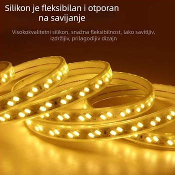 LED traka 220V, vodootporna, visokovoltna, 12W/m, može se rezati, 2835 LED, 180° snop, dekorativno osvjetljenje interijera i eksterijera
