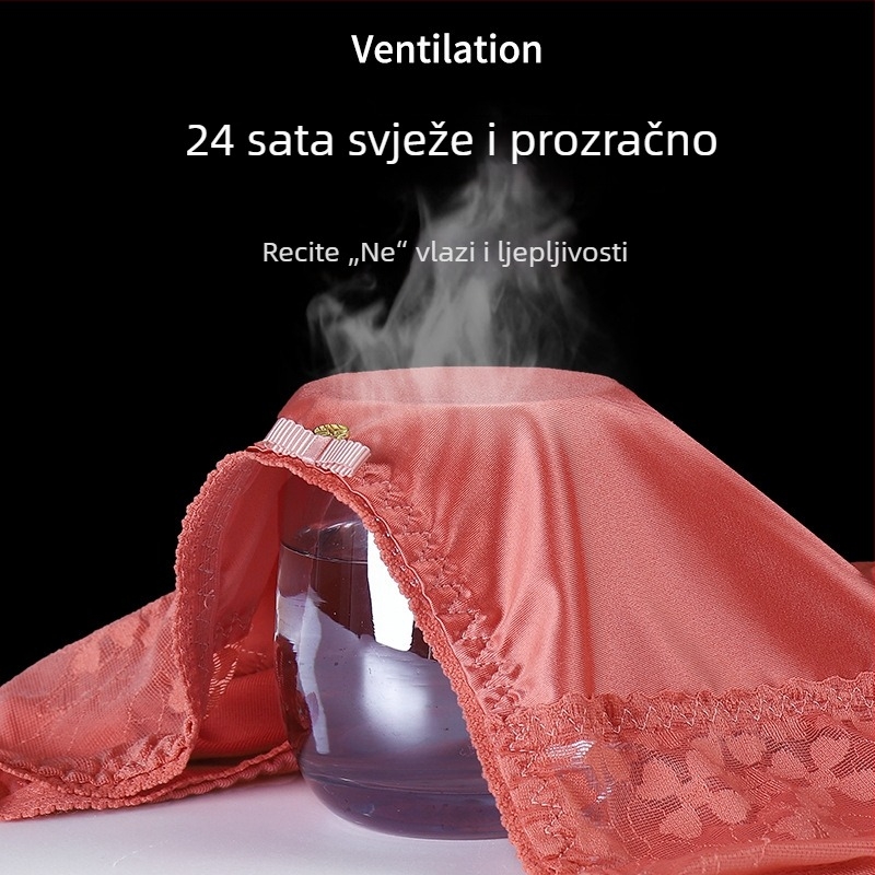 Wennu G232 Ženske gaćice visokog struka s čipkom, plus size, Ice Silk