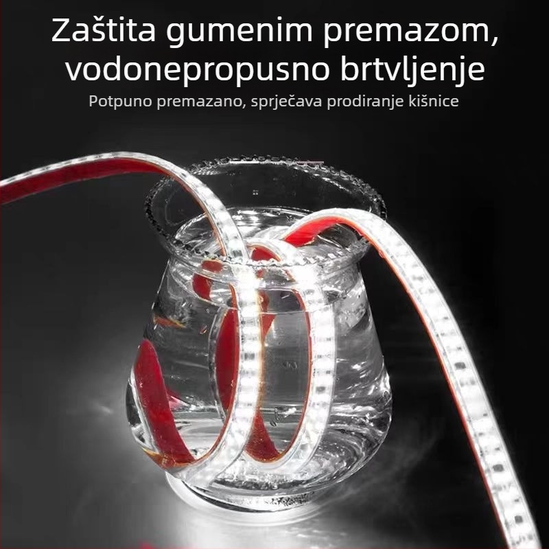 LED traka 220V, trobojna, tri reda, ultra jako svijetla, vodootporna za vanjsku i unutarnju dekoraciju, linearni tip