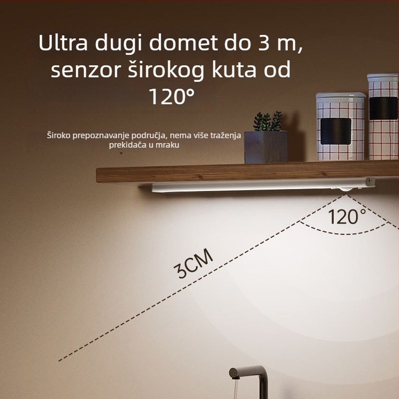 Izuzetno tanak LED trak s detektrom pokreta, samoljepljiv i punjiv, za garderobu i vinsku komodu