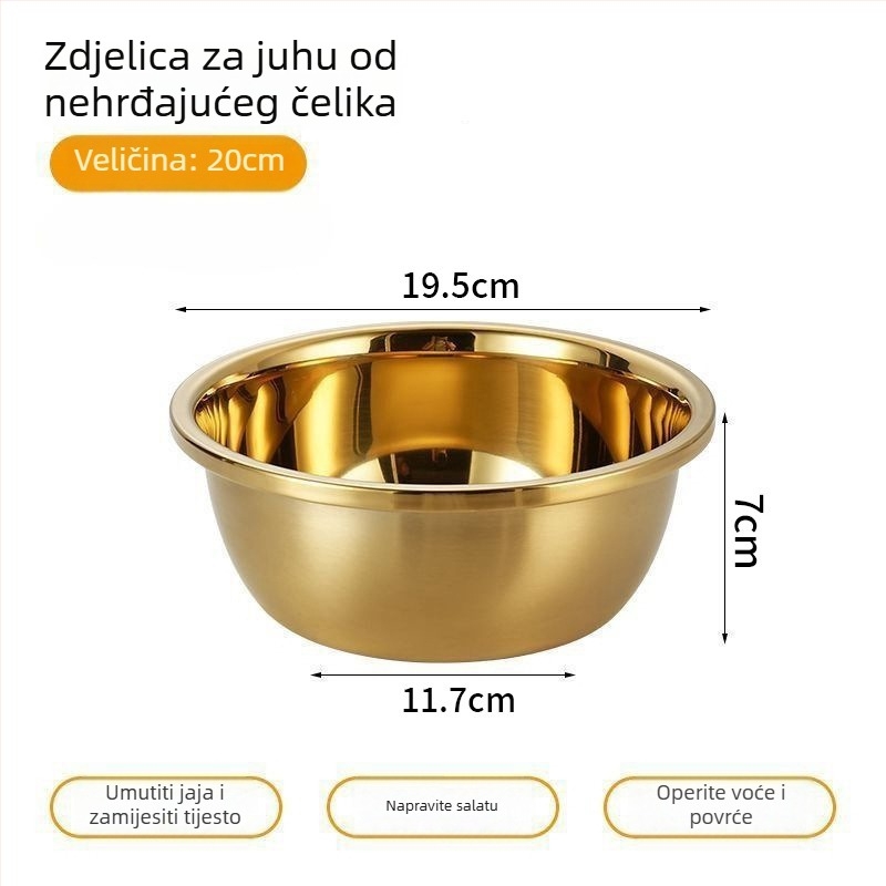 Zlatna posuda od nehrđajućeg čelika, prehrambena kvaliteta, za kućnu upotrebu