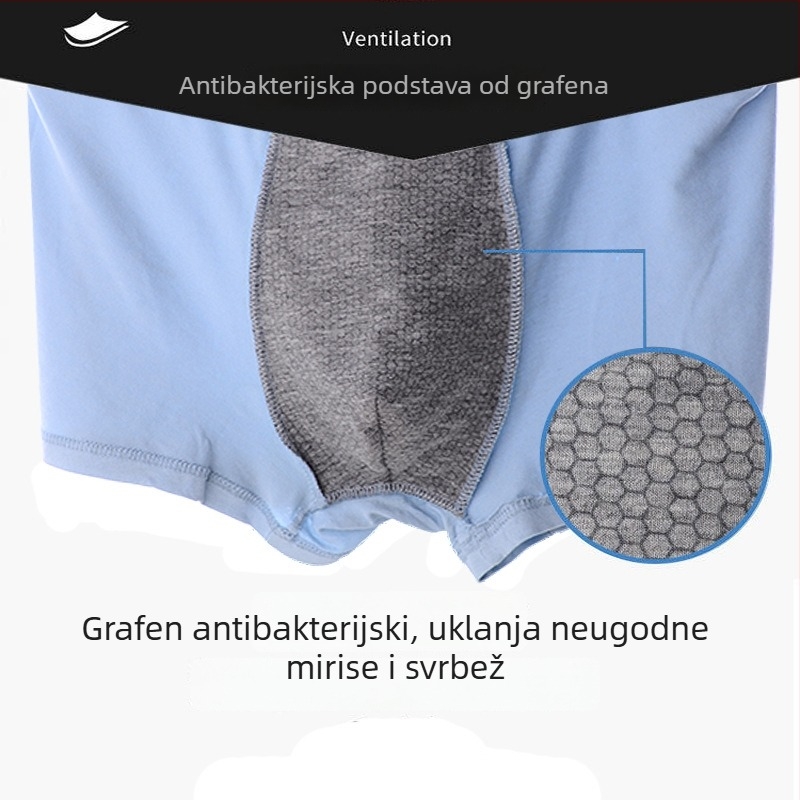 Muške bokserice od modalnog materijala s grafenom i masažom negativnih iona, bezšivne, bez tragova, plus veličina