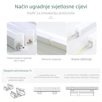 T5 integrirana LED cijev za kućnu upotrebu, skriveni stropni LED trak s promjenom boja u tri boje – kompletan rasvjetni set
