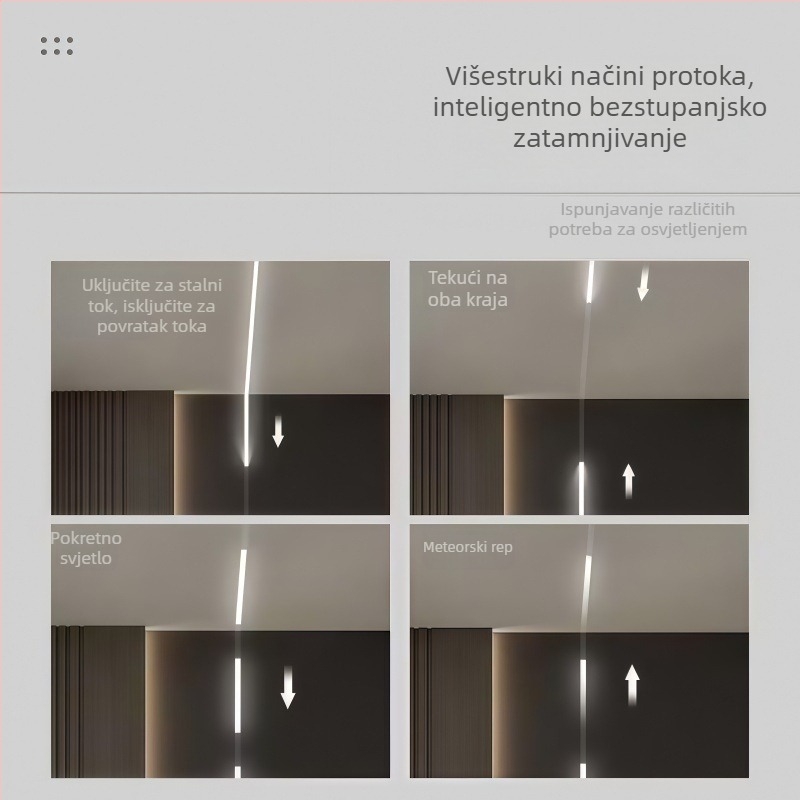 24V COB LED traka s tekućim svjetlom, trobojnom CCT, efektom jurećeg svjetla, fleksibilna samoljepljiva LED traka, regulabilna svjetlina