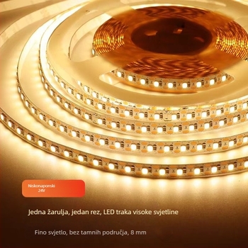 LED traka 2835, 24V, samoljepljiva, niskonaponska, visoka svjetlost, može se rezati po LED-u, rasvjeta za dnevni boravak i ormar