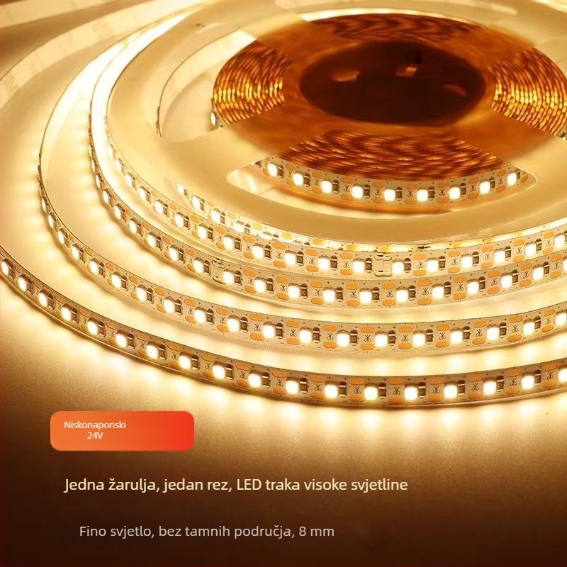 LED traka 2835, 24V, samoljepljiva, niskonaponska, visoka svjetlost, može se rezati po LED-u, rasvjeta za dnevni boravak i ormar