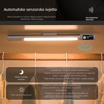 LED traka sa senzorom pokreta i magnetskim držačem, samoljepljiva za ormariće i ormare