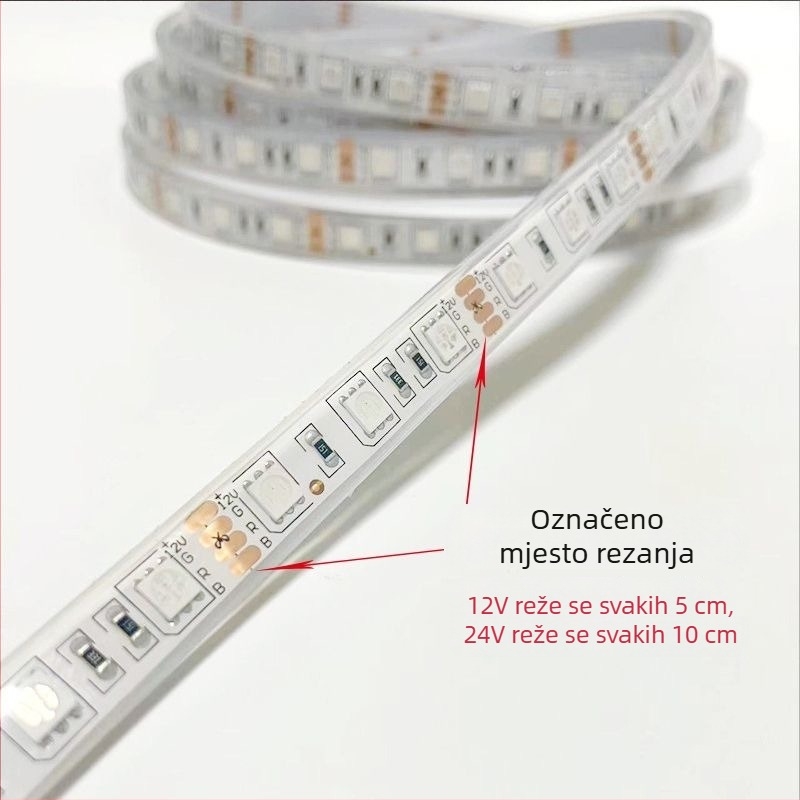 RGB LED trak s četiri vodiča, 12V/24V, 5050, 60 LED, vodootporan za vanjsku upotrebu, promjena boja