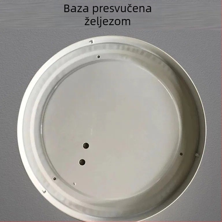 LED plafonjera okrugla – sjenilo i kućište; pogodna za spavaću sobu, balkon, kuhinju i kupaonicu; ne uključuje izvor svjetla; komplet dodataka; baza.