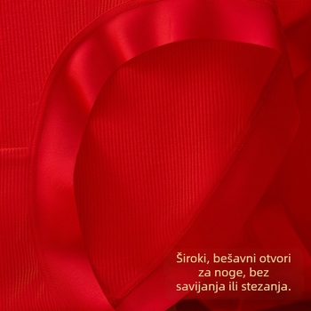 Ženske crvene gaćice s ribanim materijalom, srednje visoki struk, pamuk podstavak, velika veličina, visoka elastičnost, priljubljeni oblik