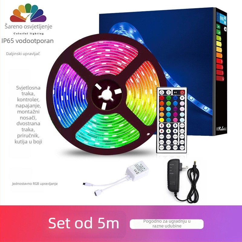 Pametna LED V-oblik traka s RGB gradijentom od 55 boja, samoljepljiva, vodootporna, daljinsko upravljanje, za KTV i kućnu dekoraciju