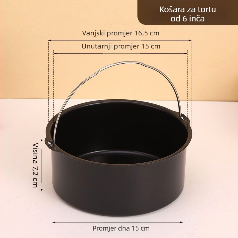 Deblja kružna kalupa za tortu od karbonskog čelika za kućnu upotrebu, dodatak za uređaj s zrakom, neprijanjajuća.
