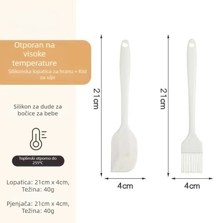 Set za pečenje: silikonske špatule i kuhač za jaja, trodijelni set