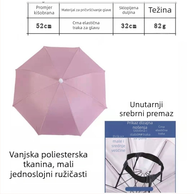 Yi Tian 30 cm kišobran kapa za glavu s srebrnim premazom, promjer kupole 52 cm