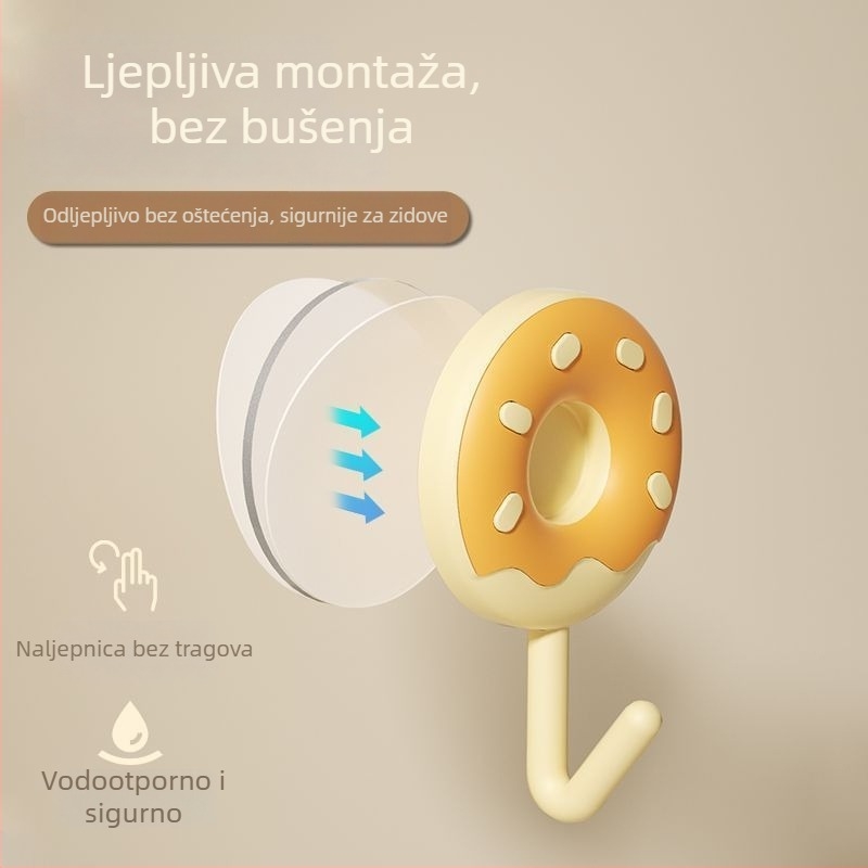 Ljepljivi zidni kuk s jakim opterećenjem, bez bušenja, za kuhinju i kupaonu, bez tragova, iza ulaznih vrata