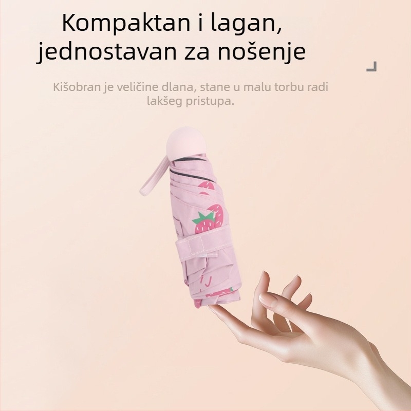 Kompaktni sklopivi kišobranac za sunce i kišu s UV zaštitom, prenosiv, s 8 rebara, ručno otvaranje