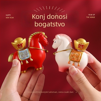 Stolna dekoracija Godina konja – talisman sreće i bogatstva, maskota ponija, uredska dekoracija, korporativni poklon