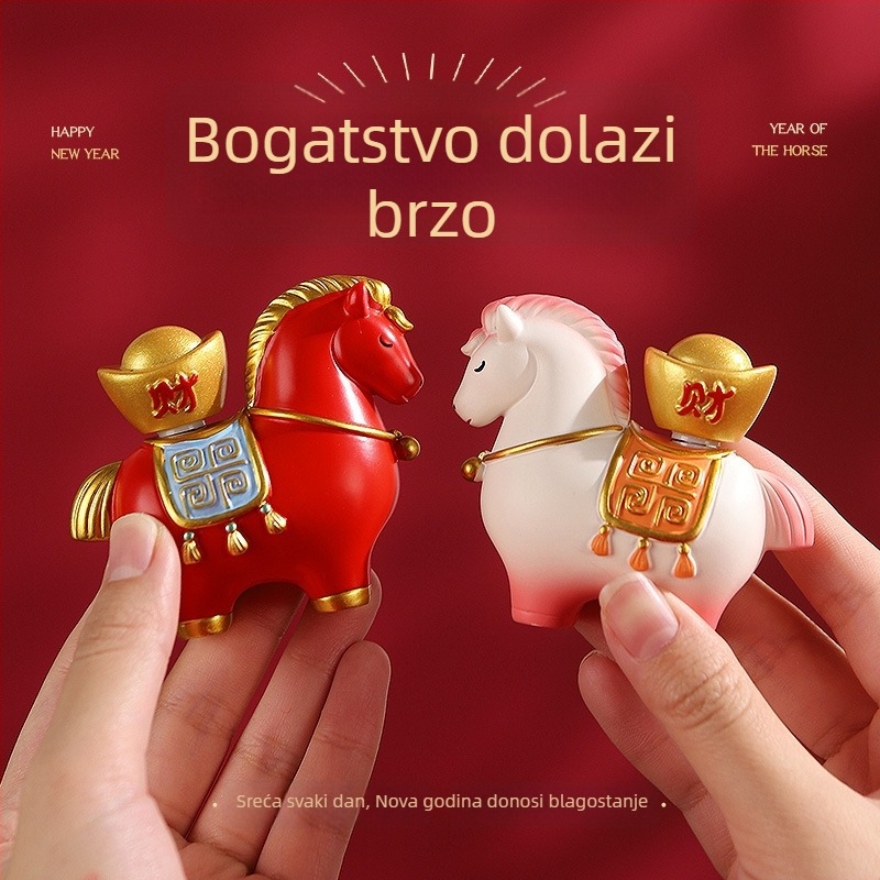 Stolna dekoracija Godina konja – talisman sreće i bogatstva, maskota ponija, uredska dekoracija, korporativni poklon