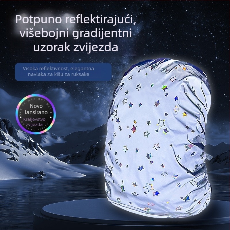 Potpuno reflektirajući vanjski ruksak s gradientnim zvijezdama i kišnim pokrovom