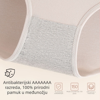 Ženske pamukaste gaćice s visokim strukom, prozračne i antibakterijske, plus veličina, podizanje stražnjice i kontrola abdomena