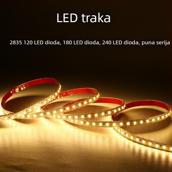 COB LED traka, 12V, 5 mm široka za vitrine i ormariće, linearno ambijantalno osvjetljenje, samoljepljiva jednobojna LED traka