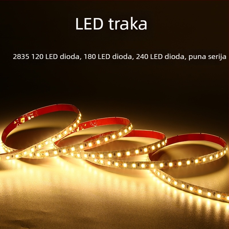 COB LED traka, 12V, 5 mm široka za vitrine i ormariće, linearno ambijantalno osvjetljenje, samoljepljiva jednobojna LED traka