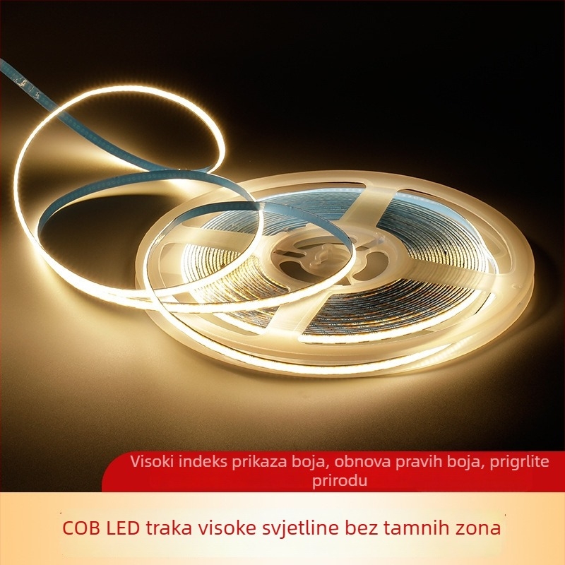 COB LED traka, 12V, 5 mm široka za vitrine i ormariće, linearno ambijantalno osvjetljenje, samoljepljiva jednobojna LED traka
