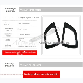 ABS prednji okvir svjetla magle Nissan Navara NP300 (2015-2021), crna