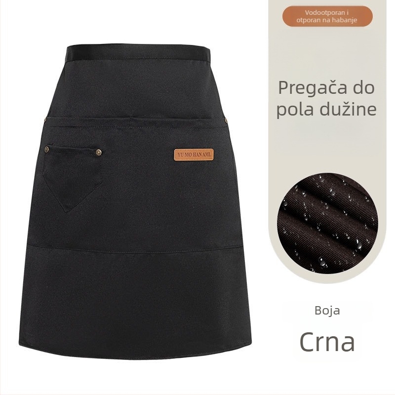 Kratka prednja kecelja s izvezenim logom za hotele, restorane, brzu hranu i kafiće
