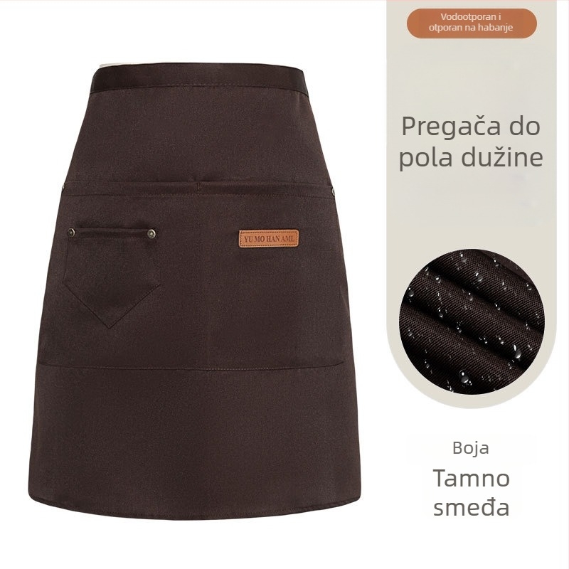 Kratka prednja kecelja s izvezenim logom za hotele, restorane, brzu hranu i kafiće