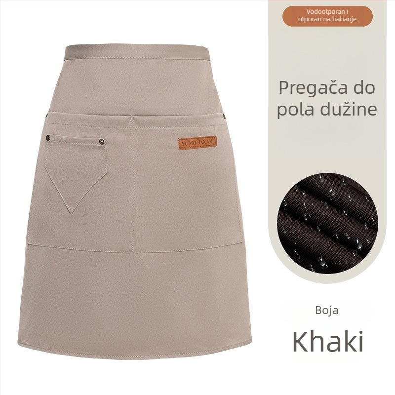 Kratka prednja kecelja s izvezenim logom za hotele, restorane, brzu hranu i kafiće
