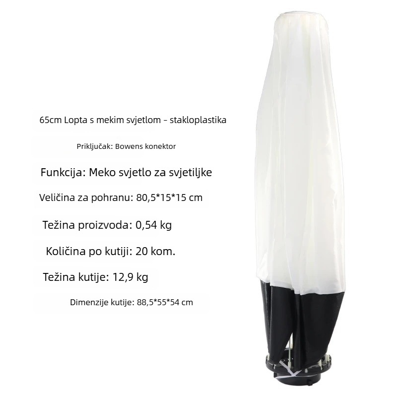 65 cm mekana svjetlosna kugla za fotografiju, softbox, sferni difuzor za prijenos uživo, aluminijski Bowens navoj
