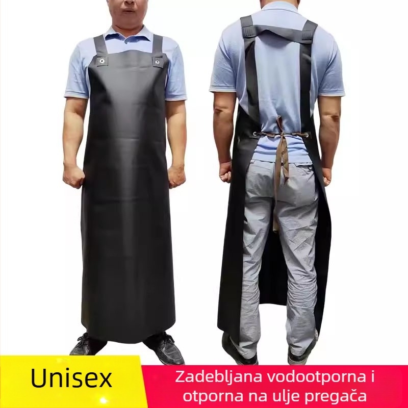 Zaštitna PVC pregača, otporna na habanje i kiseline i baze, za rad s mramorom i keramičkim pločicama; proširena i debelja, vodootporna i otporna na masnoće.