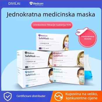 Medicom medicinska maska, jednokratna maska od netkane tkanine, trostruka zaštitna maska za medicinsku upotrebu