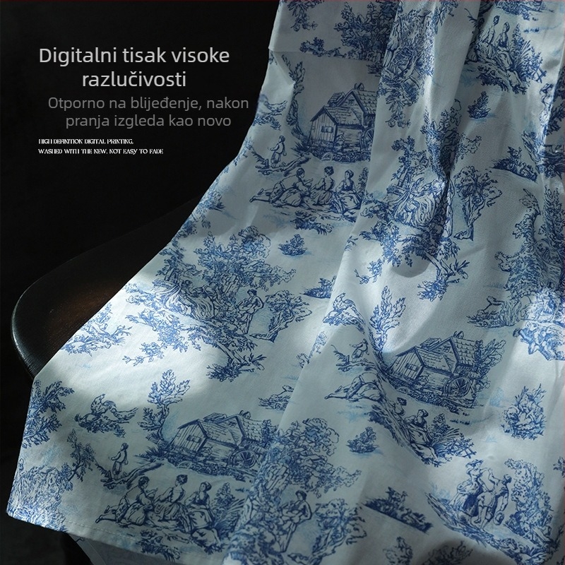 Pregača u francuskom stilu, od 100% pamuka, vintage cvjetni otisak i rub s volanima