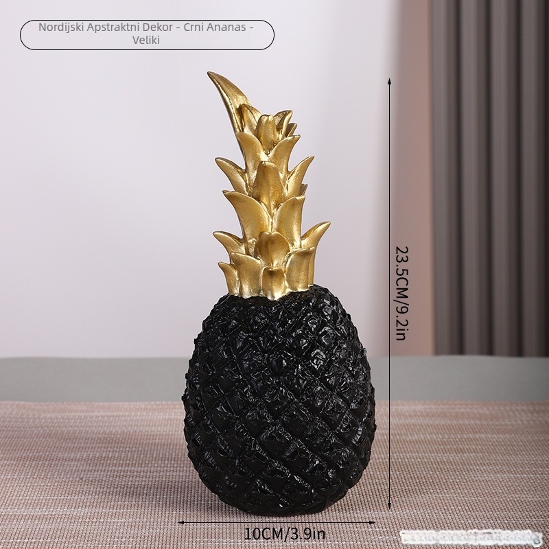 Zlatni ananas u nordijskom INS stilu, trodimenzionalna dekoracija od smole za dom