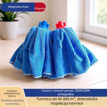 Absorpcijski mop s kružnom glavom od mikrovlakana, s ručkom, za kućnu i komercijalnu upotrebu, jedinstvena krpa za velike površine