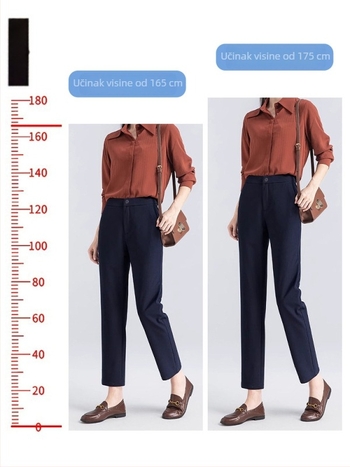 Ženske ljetne hlače cigareta stil, visoki pojas, tanke, dužina 3/4, opuštenog kroja za casual i uredski stil, materijal ice silk